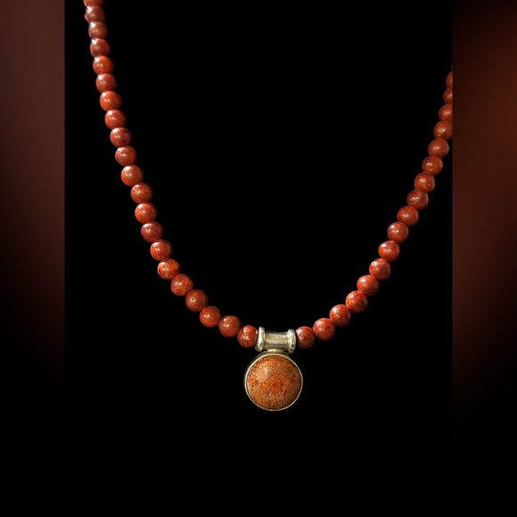 Red Sponge Coral Sterling Silver pendant and necklace with bracelet 18” & 7-7.5” - Picture 10 of 10